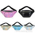 Custom Logo Waterproof Laser PU Leather Fashion Holographic Fanny Pack Clear Belt Summer Bag Iridescent Waist Bags for Women